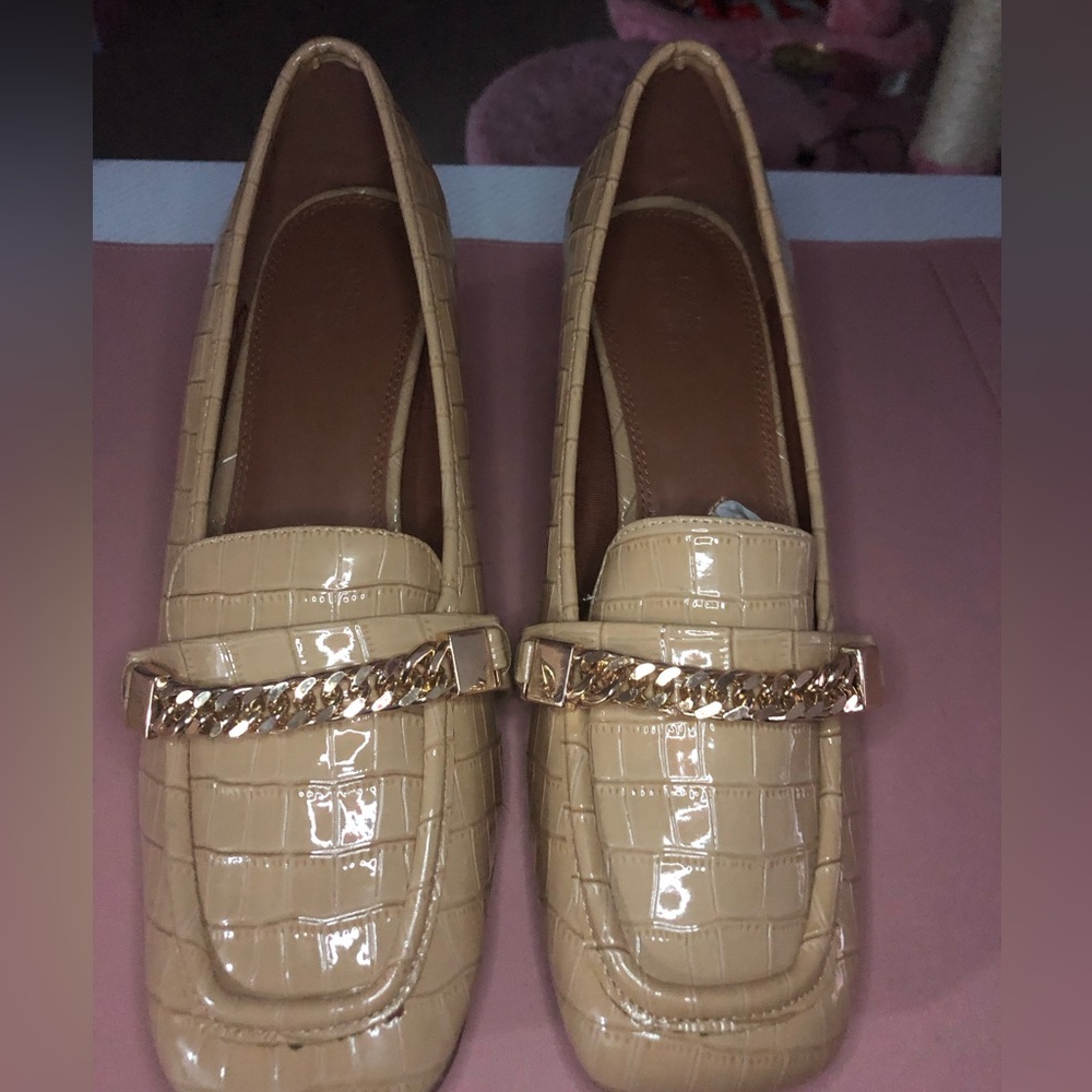 Asos-Design Taupe croc style heeled loafer